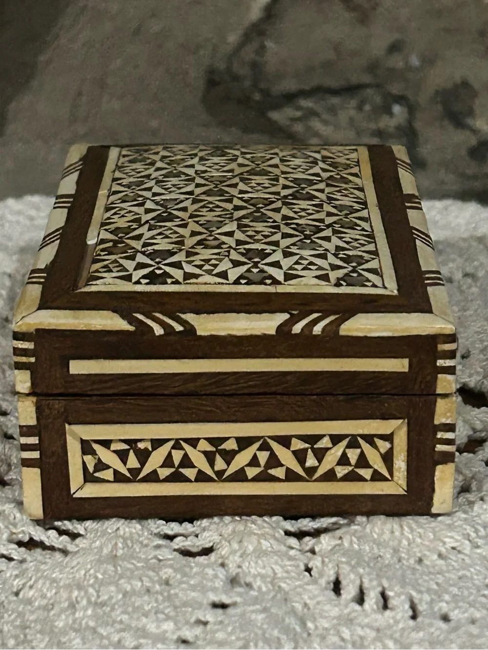 Vintage Middle Eastern Marquetry Jewelry Box